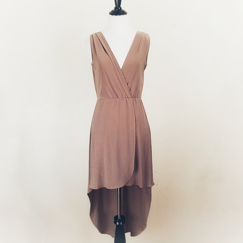Oh My Love Plunging Neckline Faux Wrap Dress